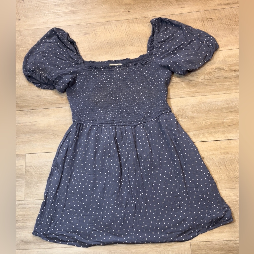 Abercrombie & Fitch Women’s Puff Sleeves Smocked Bodice Polka Dot Dress Xl